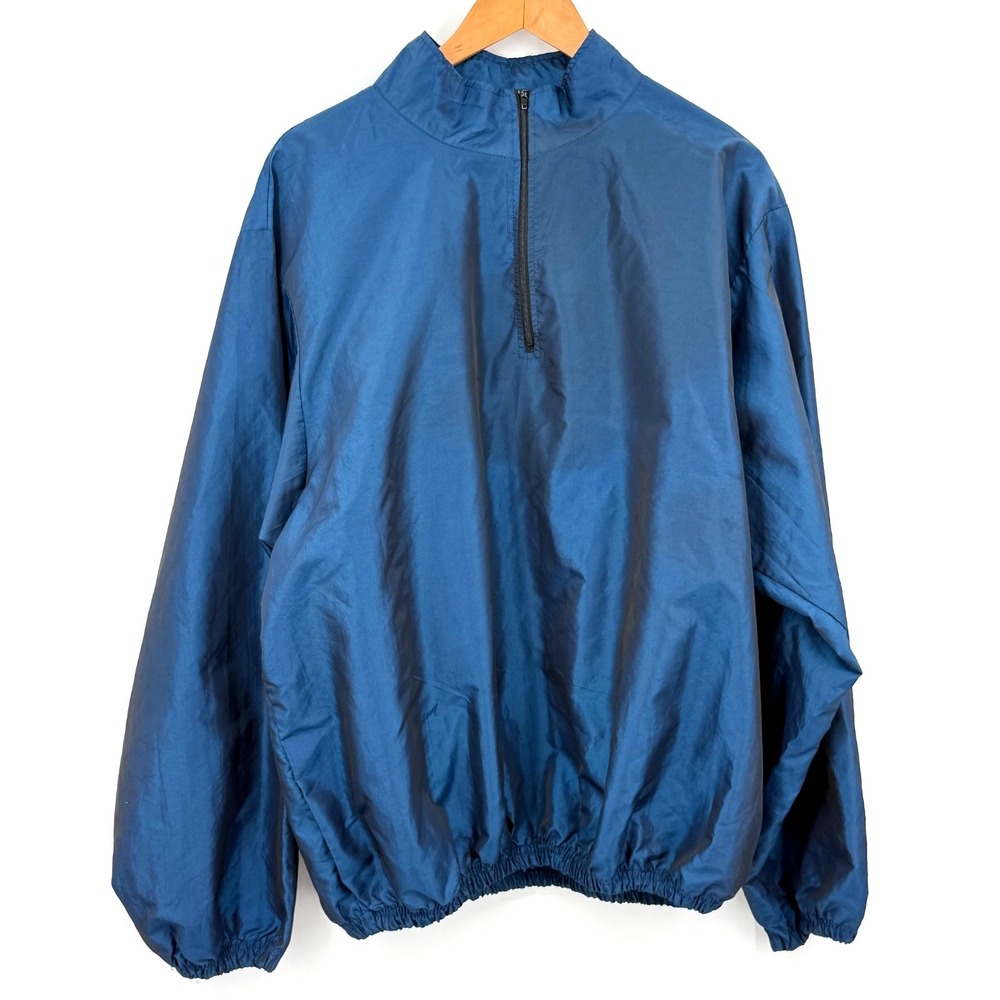 Vintage Wise Guy Mens Windbreaker OSFA Blue Nylon‎ Iridescent Half Zip Gorpcore